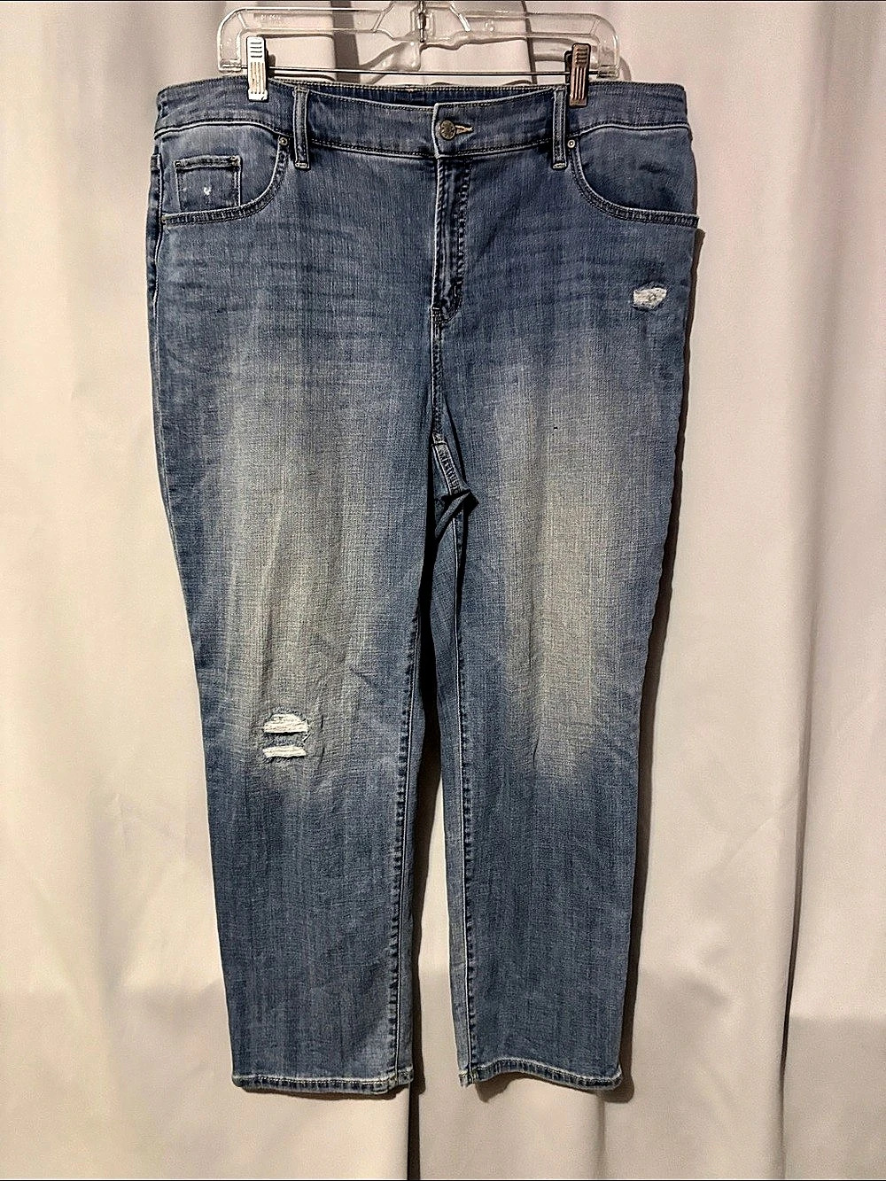 AG The Girlfriend Distressed Blue Jeans Waist 16
